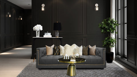 SHOP THE LOOK . BOLD MONOCHROMATIC LIVING ROOM