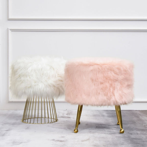 Bouffant Fur Vanity Stool