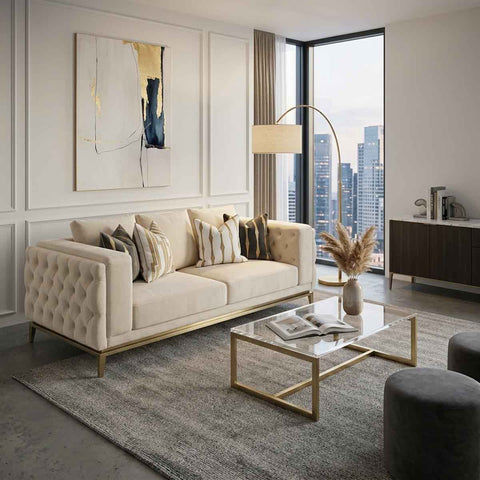 Sofa Fitzgerald Chesterfield, 3 Tempat Duduk Tambah