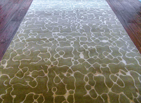 Julie Cohn handknotted rug, Beige-Mocha Semi-Worsted New Zealand Wool Rug.