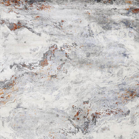 The Reef Art Rug duplicates the swirling patterns of the ocean with organic marbling hues of earthy tones over ivory and beige background.