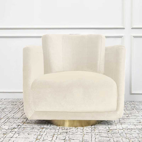 Luxurious Ivory cream armchair with curved tub-like silhouette.