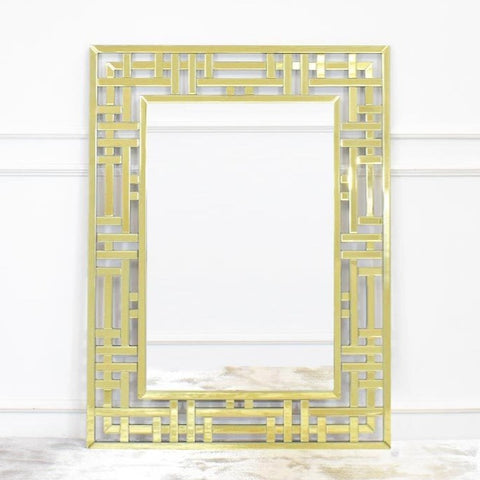 Geometric Wall Mirror Gold with Cut-mirror Design.