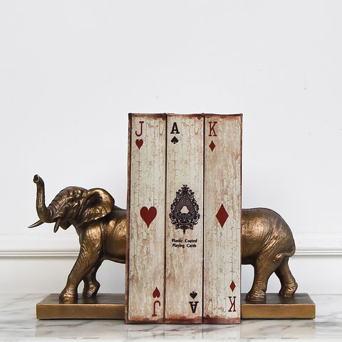 Set of Elephant Bookends, in a rustic Bronze finish. 