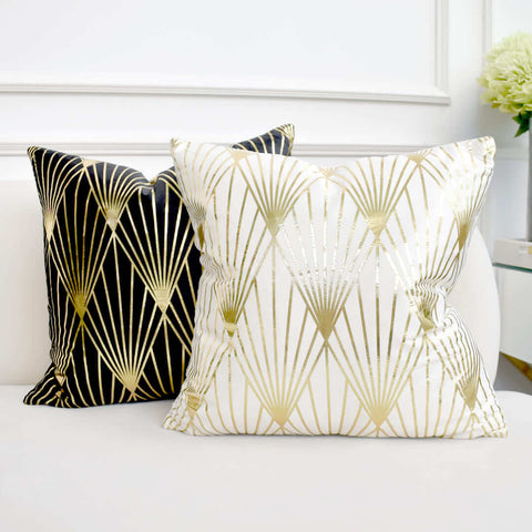 Empire Ivory Gold and Black Gold Art-deco design cushions.