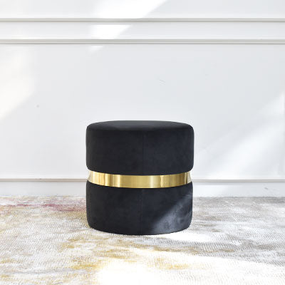 Petite and sturdy, suits the vanity table or as a ottoman. This black and gold combination is sure to bring out a glamorous look to your home.