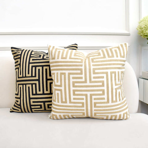 Muse cushion, square art deco geometric design.