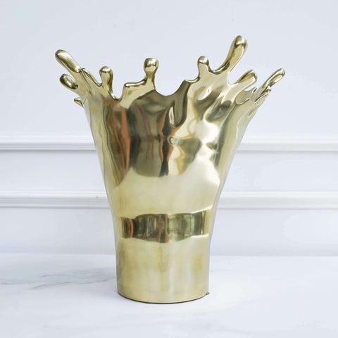 Luxury Gold Vase with splash design edges for home decor.