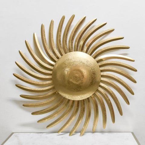 Gold Sun Wall Art Decor, rustic gold finish.