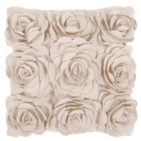 Payton Floral Cushion, Textured Roses Petals in Wool Ivory.