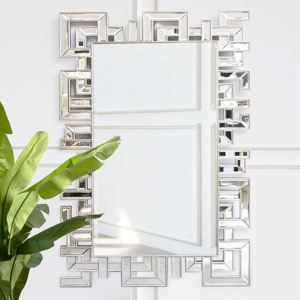 Greek Symmetry Handcarved Wall Mirror, Moisture resistant hand-cut mirrors.