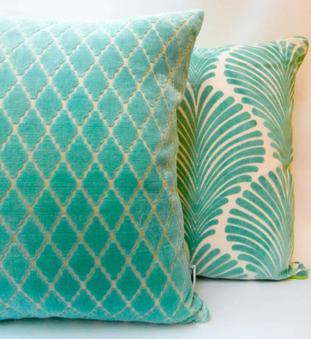 Turqouise lattice cushion series.