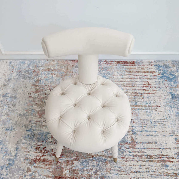 Top view of Abbey Vanity chair with beautiful tufting details.
