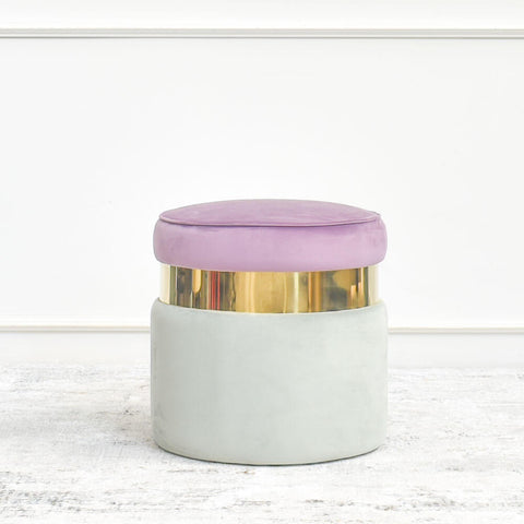 This Alba bedroom vanity stool in pastel colours makes an iconic center-piece in a modern interior design.