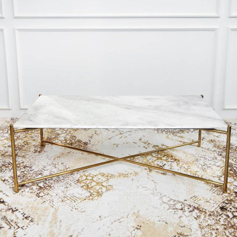 Natural Italian Volakas marble rectangular coffee table, rectangular large coffee table style.