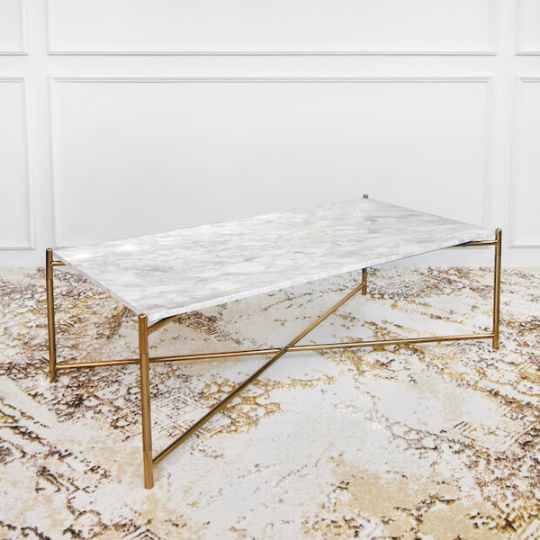 Rectangular Volakas marble coffee table in Singapore.
