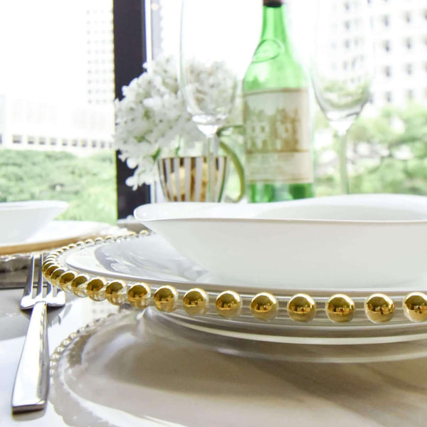 Dining Table Decor Set up with Details of Charger displayed at Finn Avenue Showroom.