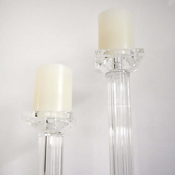 Closer view of these majestic pillar crystal candle holders. Holds pilllar candles neatly.