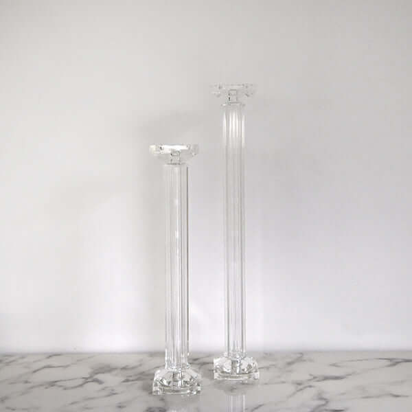 Console table and dining table decor Clear Crystal Candle Holders.