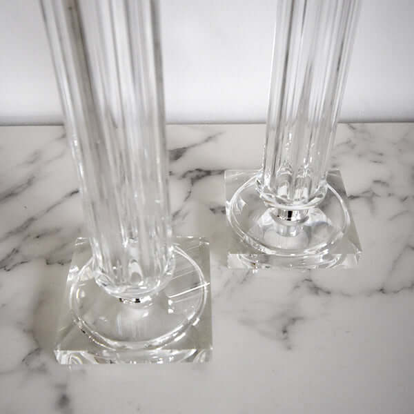 Base of Constance Crystal Pillar Candle Holder, Fluted Textured. 