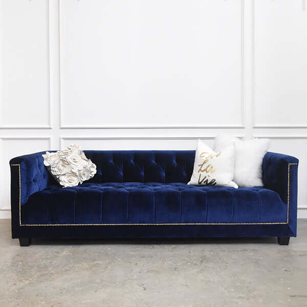 Dark blue Chesterfield 3 seater sofa in Singapore.