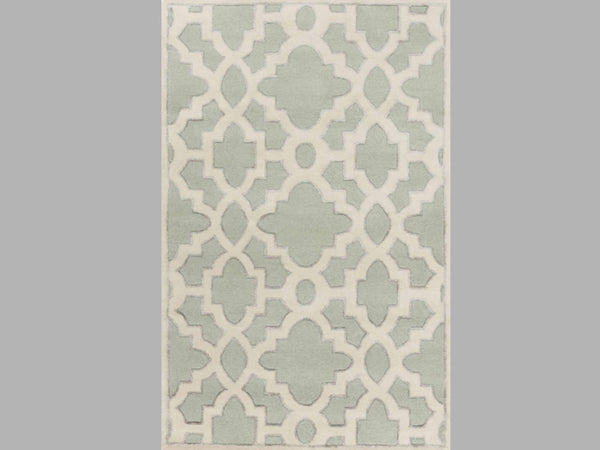 Vertical full view of Candice Olson Lattice Mint Rug.