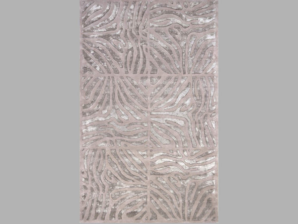 Vertical full view of Labyrinth Taupe rug.