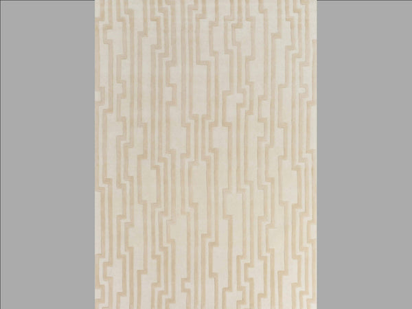 Vertical Full view of Morphology rug in a blend of ivory and beige.