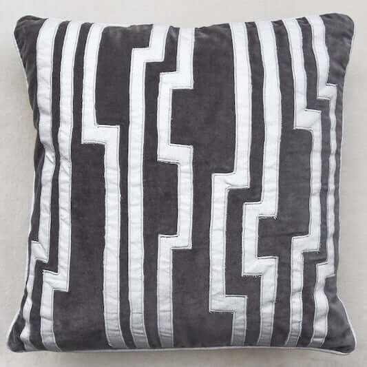 Candice Olson Velocity Cushion, Grey Hues Stripes.