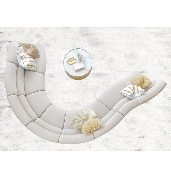 Cava 8-Seater Curved Modular Sofa in [Sofa Color], top view showcasing its expansive, customizable sectional design in an open-plan living area.