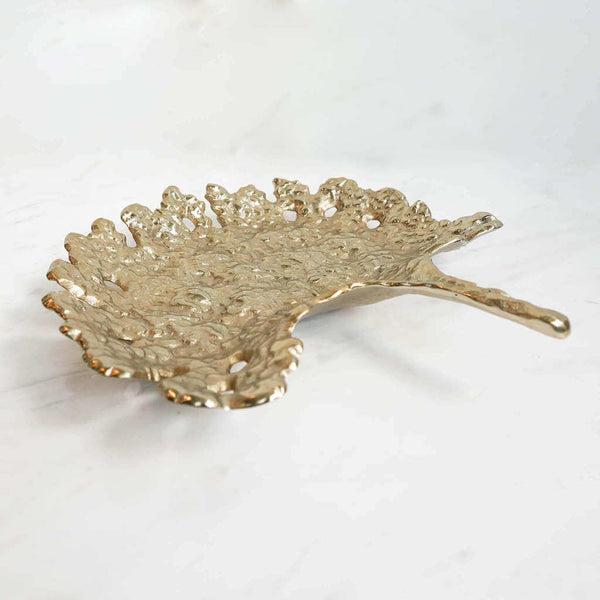 Gold Tray with texture details for coffee table decor display. Serve dry fruits on the tray as a centerpiece.