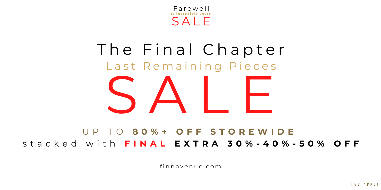 Finn Avenue Furniture Store final clearance closing sale banner featuring storewide discounts and promo codes for furniture, decor, cushions, mirrors, and rugs in Singapore.