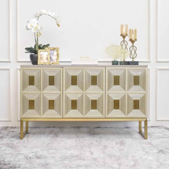 Create a modern vintage theme with the Contratto sideboard, accessorise your home with our decor pieces.  