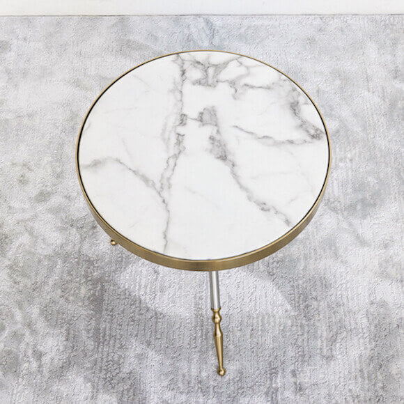 Top view of the Cristian White Marble Side Table Round.