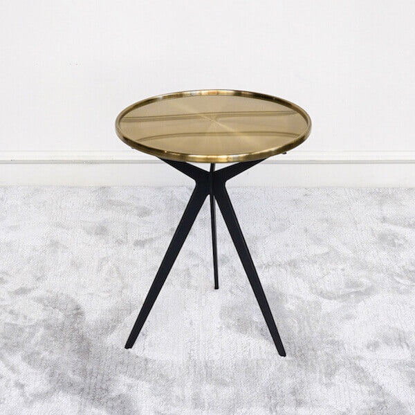 Dante Gold Tripod Side Table, Stainless Steel Metal.