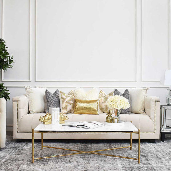 Palmer Flanged Cushion, Velvet Ivory