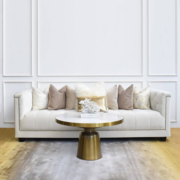 This Modern Luxury 3-seater Chesterfield Sofa  is hand-tufted on its back rest and seat, built with solid wood frame, lined with nail head trim and with individual pocketed springs on seat cushion.