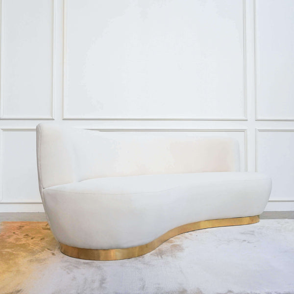 Side view of the curved edge of the Eclipse sofa seats with a curved back rest.