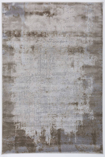 Full view of Edward Modern Art Rug, modern abstract art in grey and brown hues. 