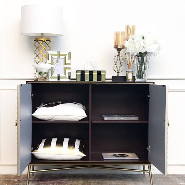 Elize 2 Pintu Kabinet Sideboard, Perincian Champagne 