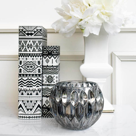 Etta Glass Candle Holder, Smoke-Tinted