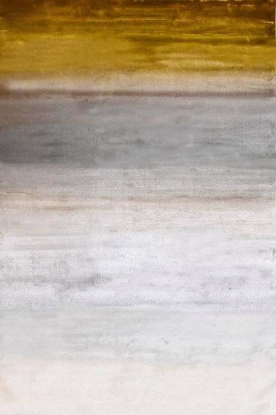 Full view of the Evka moon rug, Soft Luxurious gold ombre rug made in Turkey.