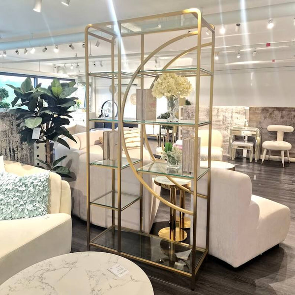 Victoria Gold Display Shelf & Glass Etagere Bookcase