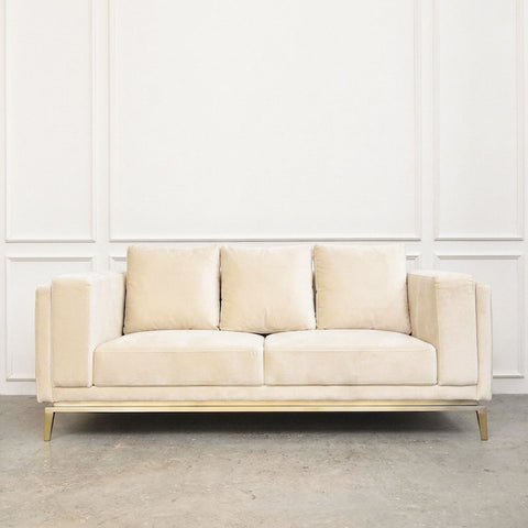 Fitzgerald Chesterfield Sofa Couch, 3-Seater-Plus, Ivory Cream