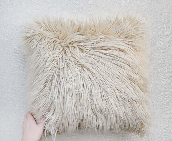 Faux Fur Shaggy Cushion Couch throw pillows. 