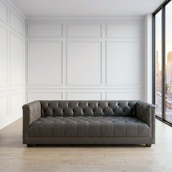 Furst Sofa Chesterfield, 3 Tempat Duduk Tambah, Kulit
