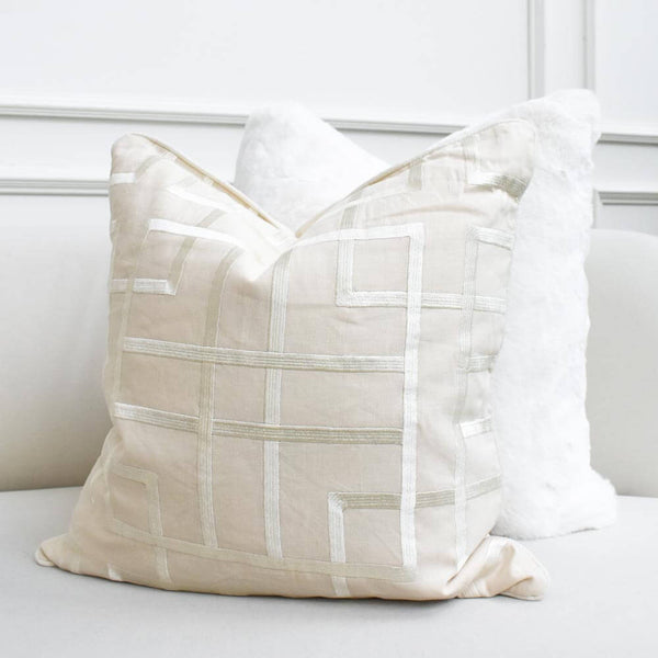 GlucksteinHome Tate Cushion, Light Beige
