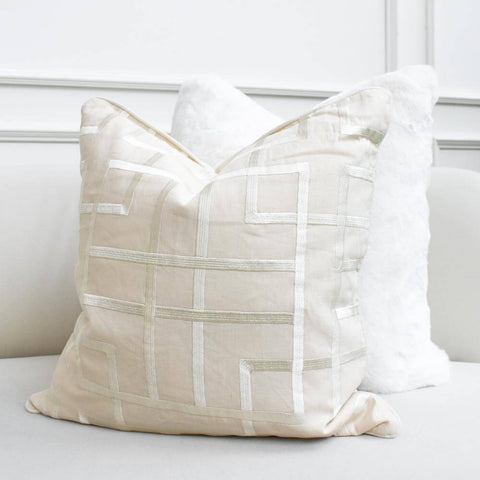 GlucksteinHome Tate Cushion, Light Beige