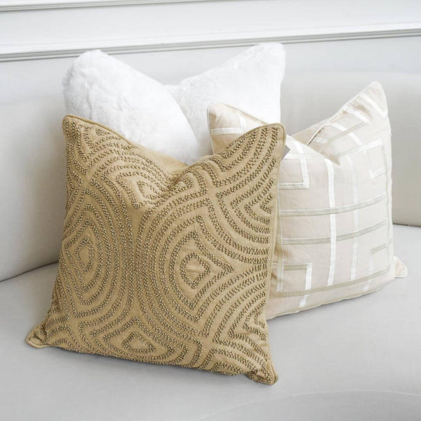 GlucksteinHome Tate Cushion, Light Beige