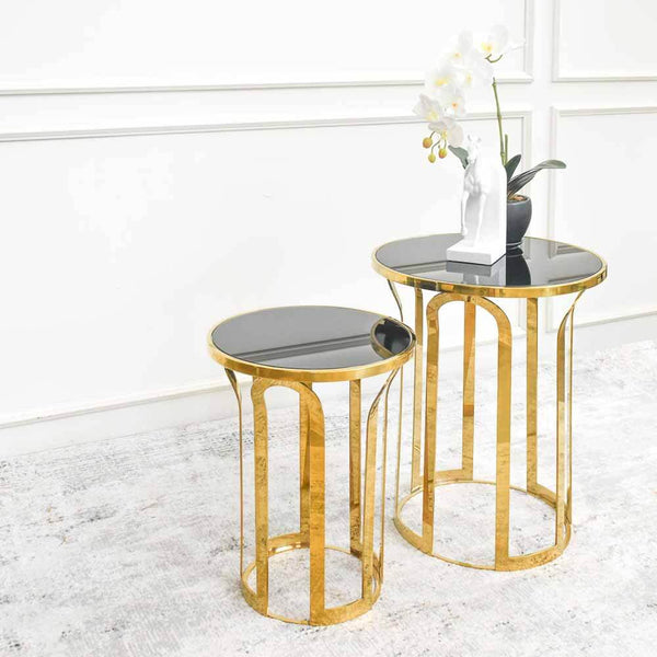 Gramercy Park Glass Side Table, Nesting, 2 Sizes